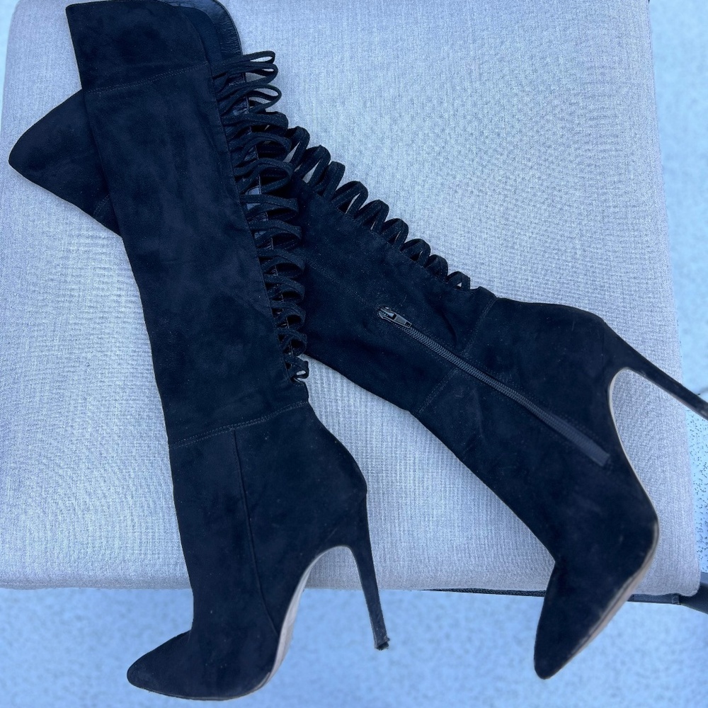 ALDO Black Suede Over The Knee Boots - Women's Size 6